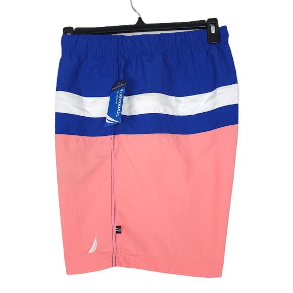 Nautica Men's Performance Colorblock Stripe 7" Swim Trunk Pale Coral Blue XL NWT - Picture 3 of 8
